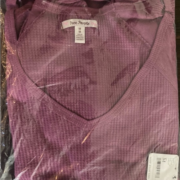 FREE PEOPLE Santa Clara Dolman Sleeve Thermal Top In Dark Mulberry Sz M/L ✨NWT✨ - Picture 7 of 9